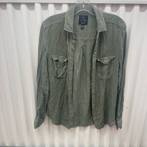 American Eagles Green Button Down Blouse Size XS